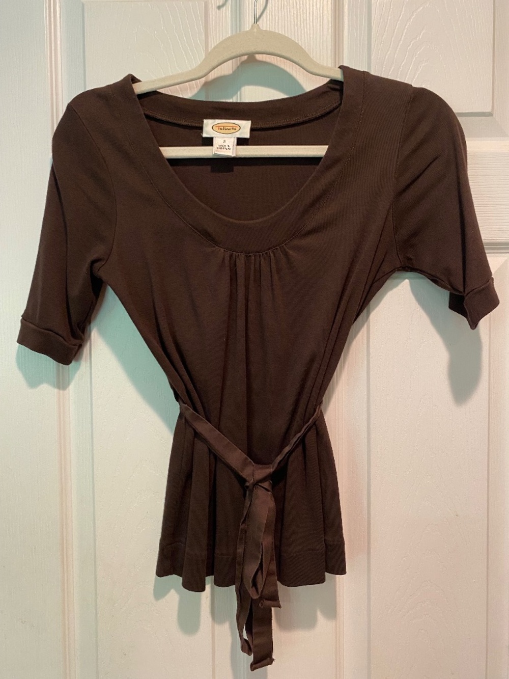 Talbots S Brown Pima Cotton Modal Scoop Neck Top